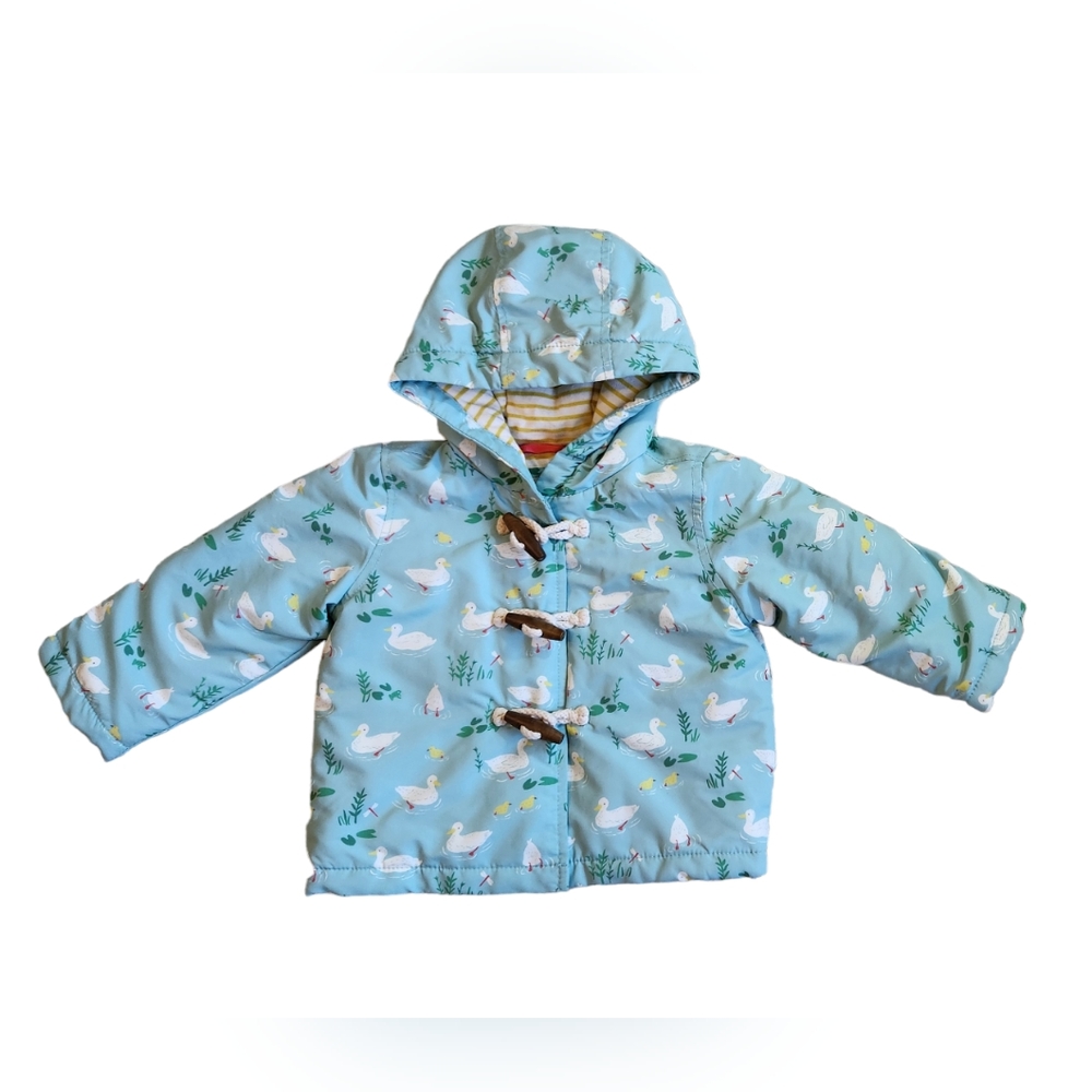Baby Boden Light Blue Duck Print Puffer Jacket